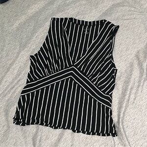 Banana Republic Black and White Striped Women's Tank with V neck